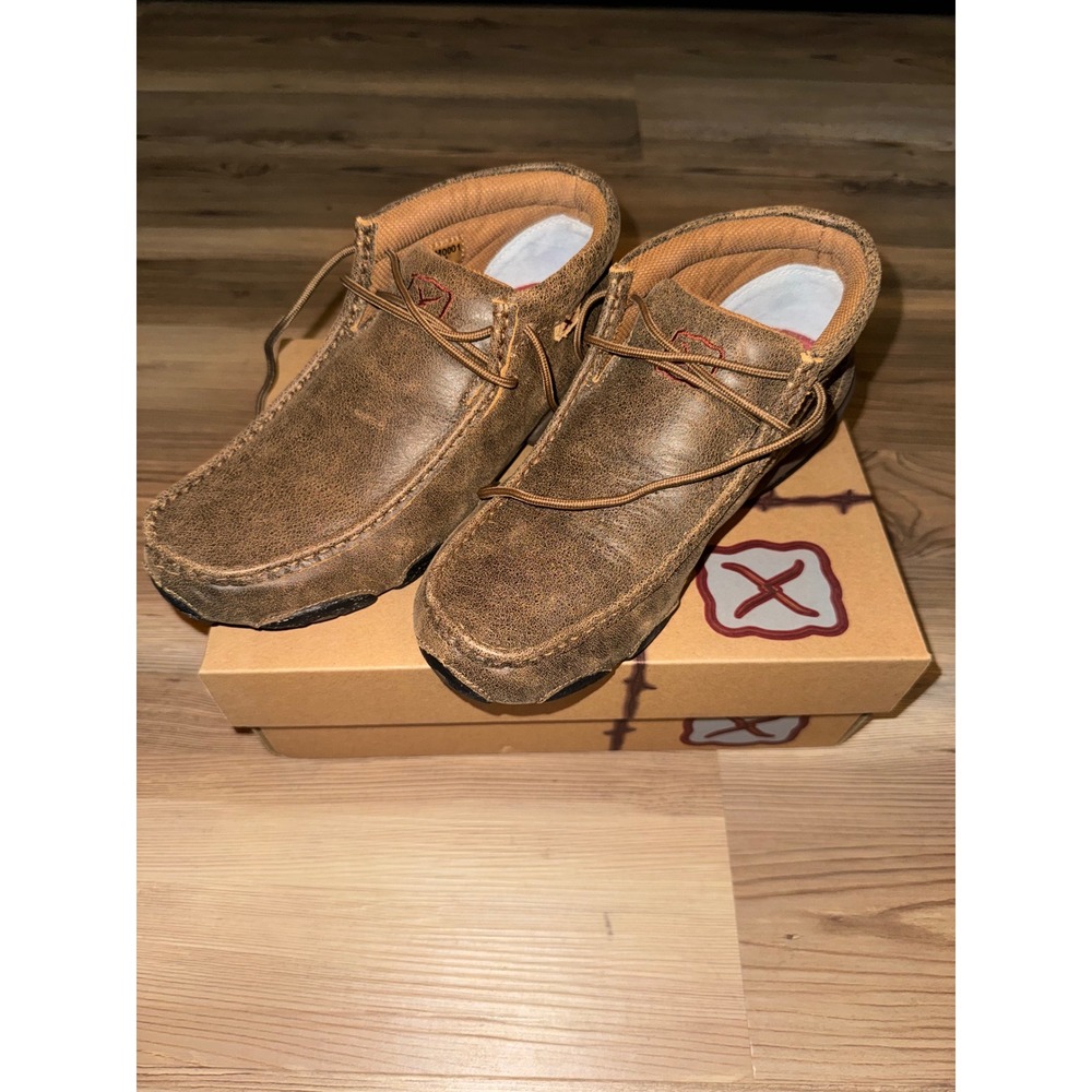 Twisted X Womens Chukka Driving Mocs Bomber Brown Leather WDM0001 Size 7